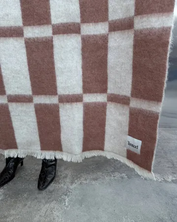Hallin Mohair-Plaid - Off white-Rost, 130×170 cm - Tinted