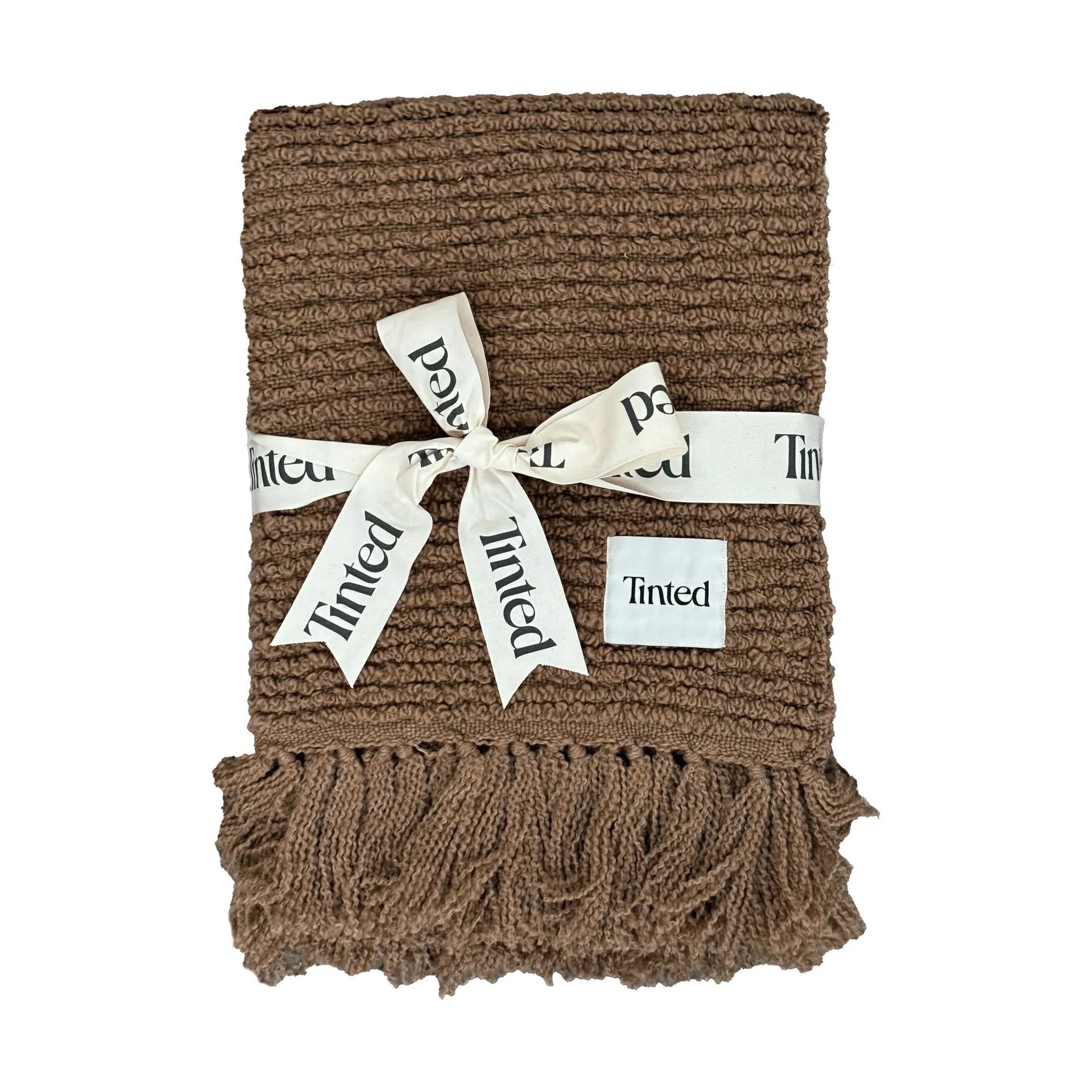 Janzen Bouclé-Plaid, Solid natural brown, 130x170 cm Tinted