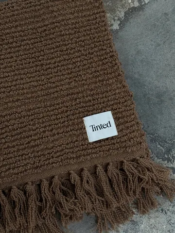 Janzen Bouclé-Plaid - Solid natural brown, 130x170 cm - Tinted