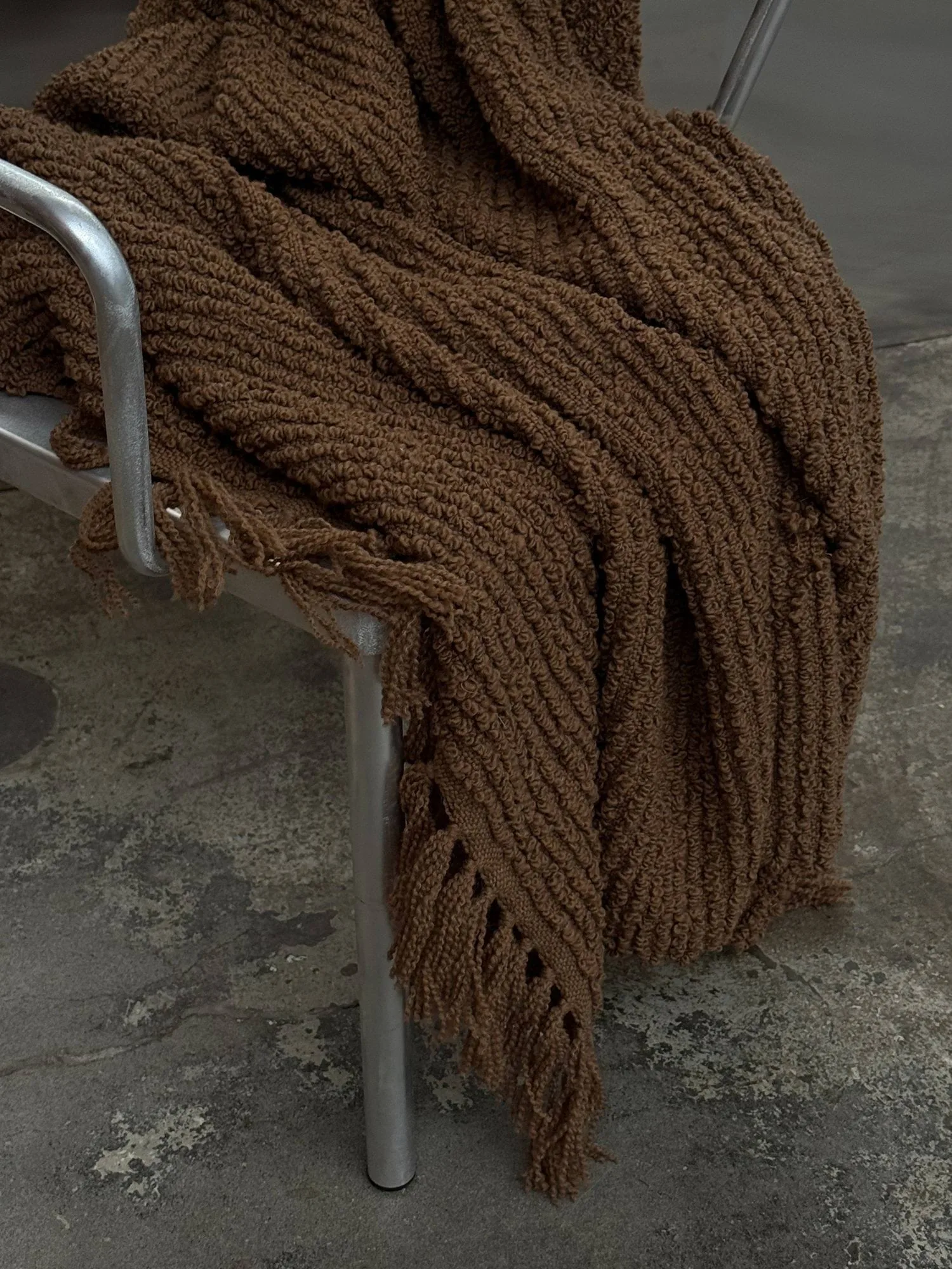 Janzen Bouclé-Plaid, Solid natural brown, 130x170 cm Tinted