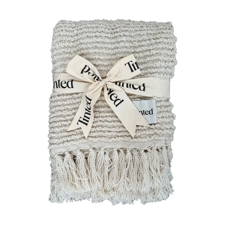 Janzen Bouclé-Plaid - Solid off white-natural, 130×170 cm - Tinted