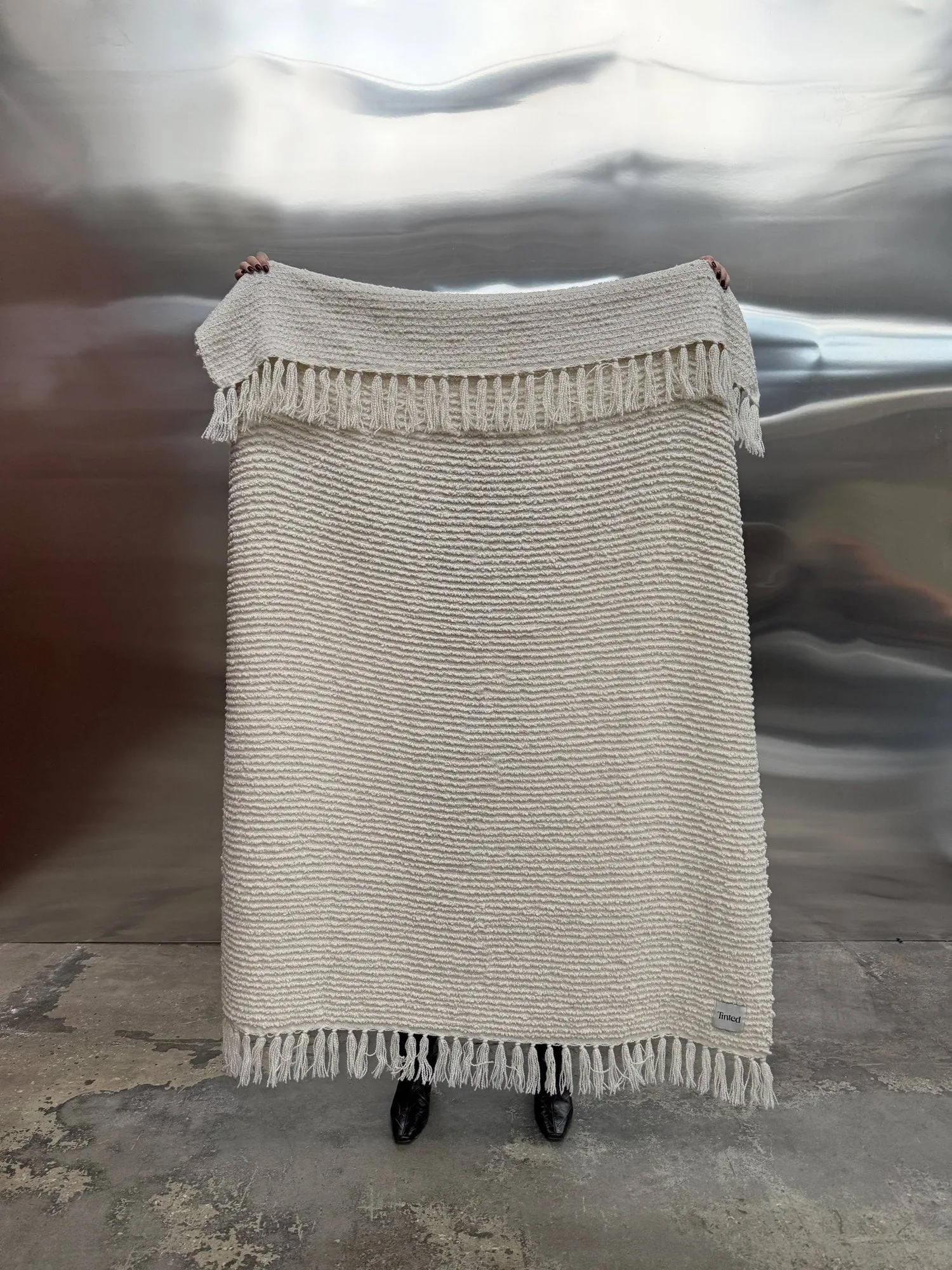 Janzen Bouclé-Plaid, Solid off white-natural, 130×170 cm Tinted