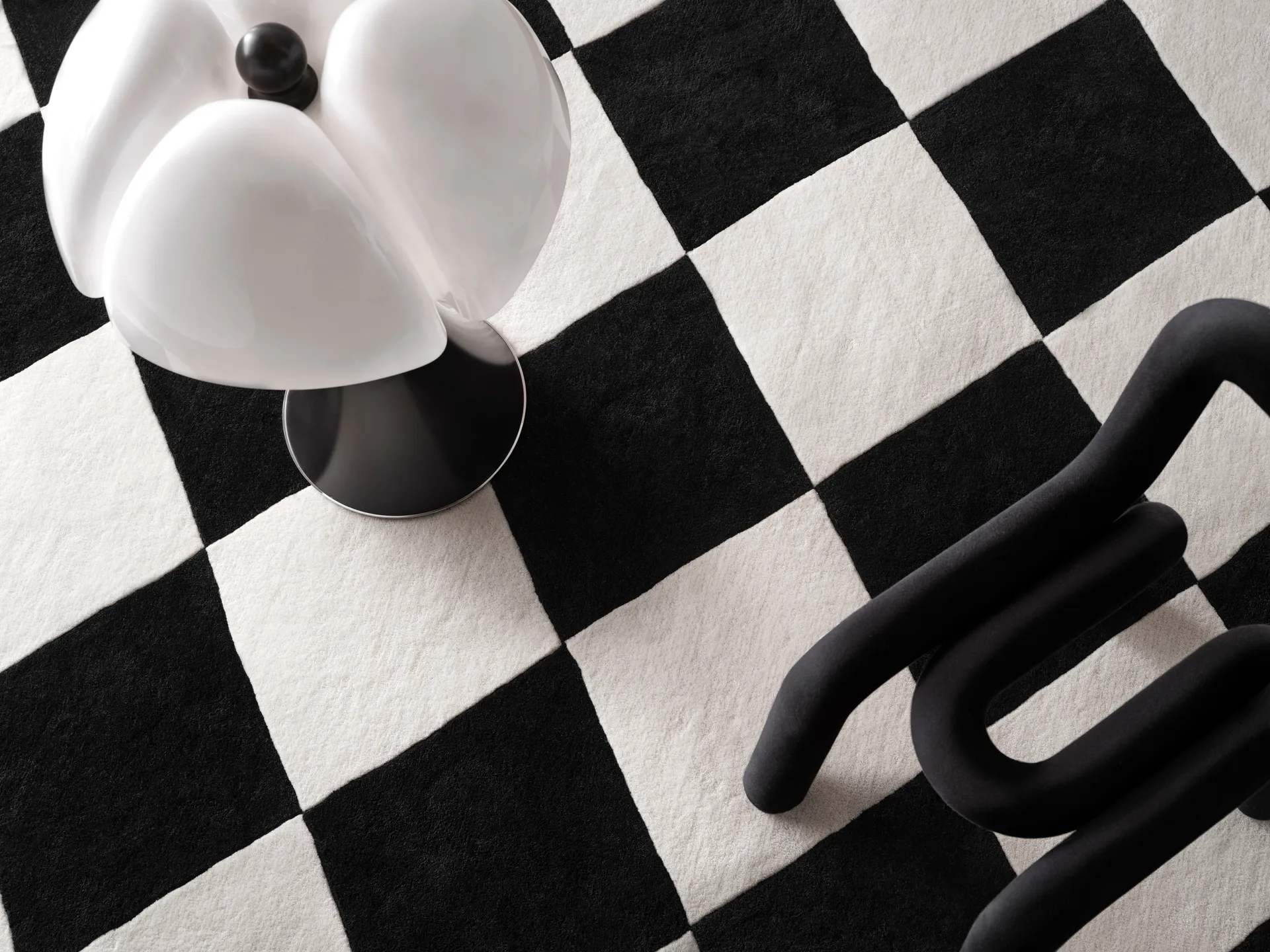 Tenman Wollteppich 170x240 cm, Black-white Tinted