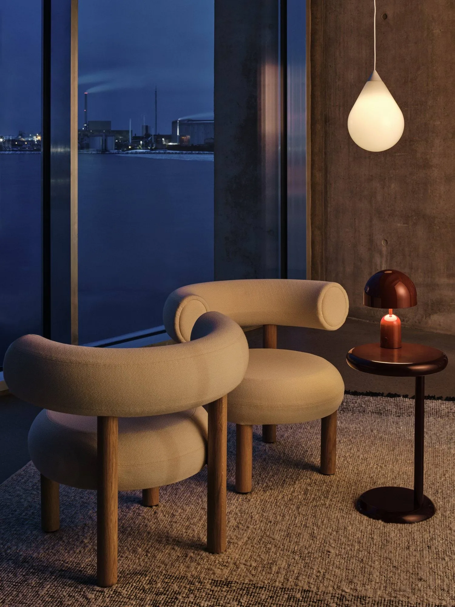 Bell tragbare LED-Tischlampe 28 cm v.2, Burgunderrot Tom Dixon