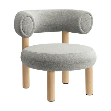Fat loungestuhl - Brushed naturbelassenes Holz & naturbelassene Alpine-Bouclé - Tom Dixon