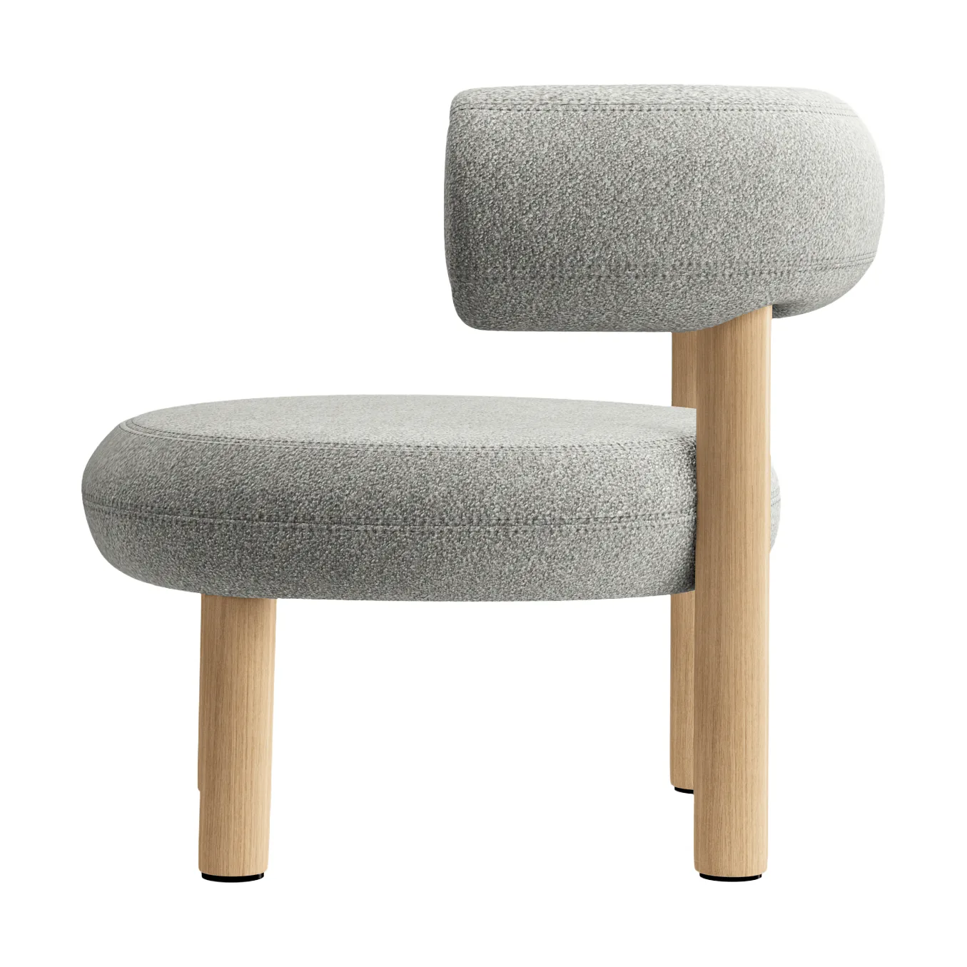 Fat loungestuhl, Brushed naturbelassenes Holz & naturbelassene Alpine-Bouclé Tom Dixon