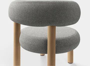 Fat loungestuhl - Brushed naturbelassenes Holz & naturbelassene Alpine-Bouclé - Tom Dixon