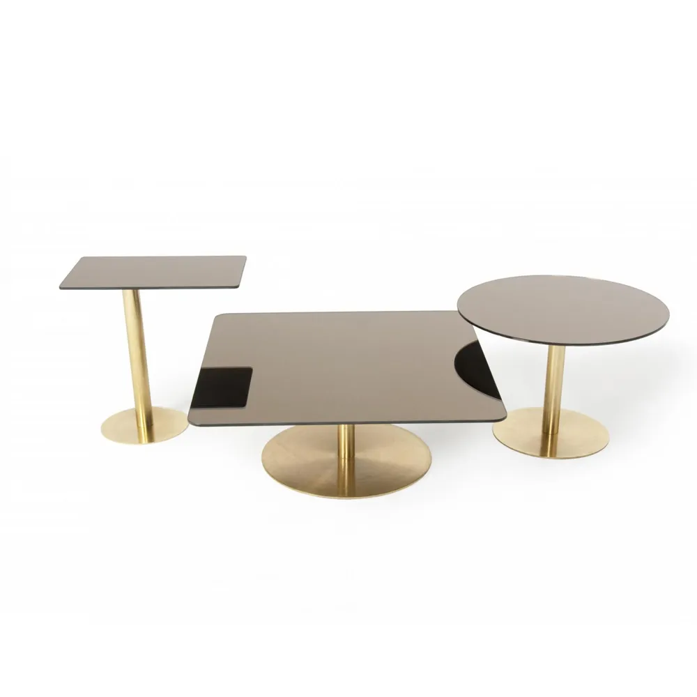 Flash Couchtisch 80x80 cm, Schwarzes Spiegelglas-schwarzes Gestell Tom Dixon