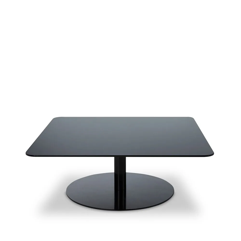 Flash Couchtisch 80x80 cm, Schwarzes Spiegelglas-schwarzes Gestell Tom Dixon