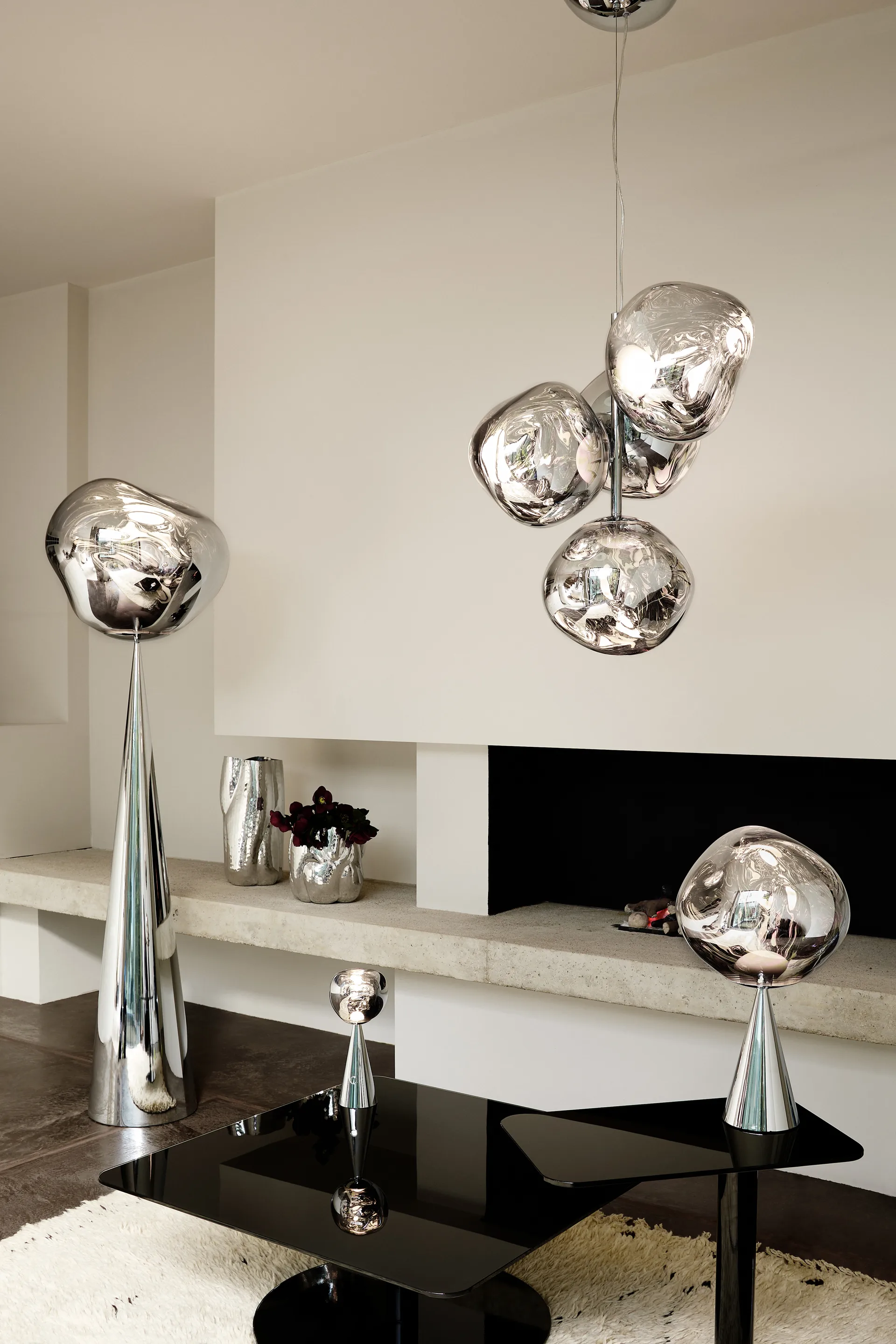 Melt Chandelier mini Kronleuchter LED 63,4 cm, Silver Tom Dixon