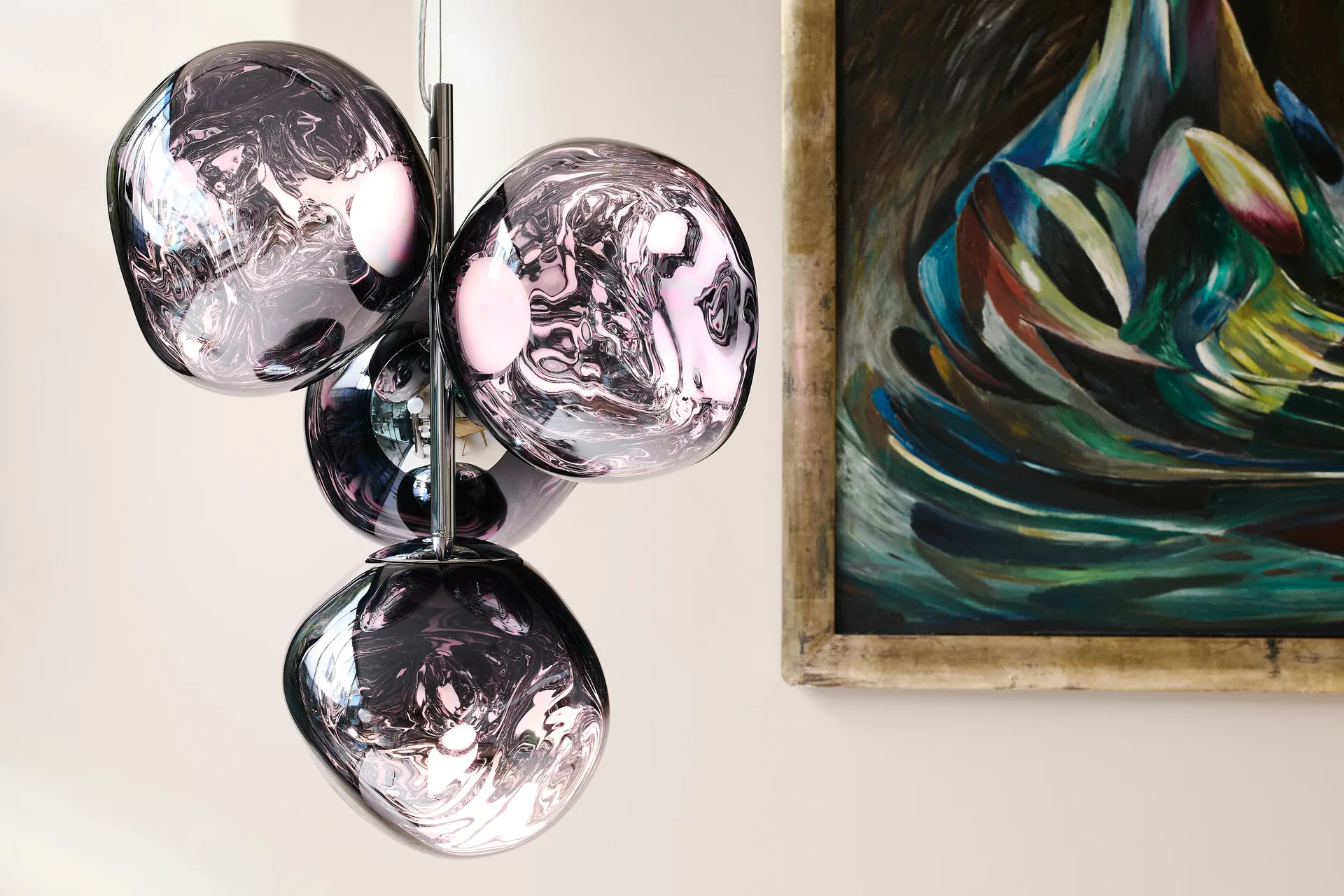 Melt Chandelier mini Kronleuchter LED 63,4 cm, Smoke Tom Dixon