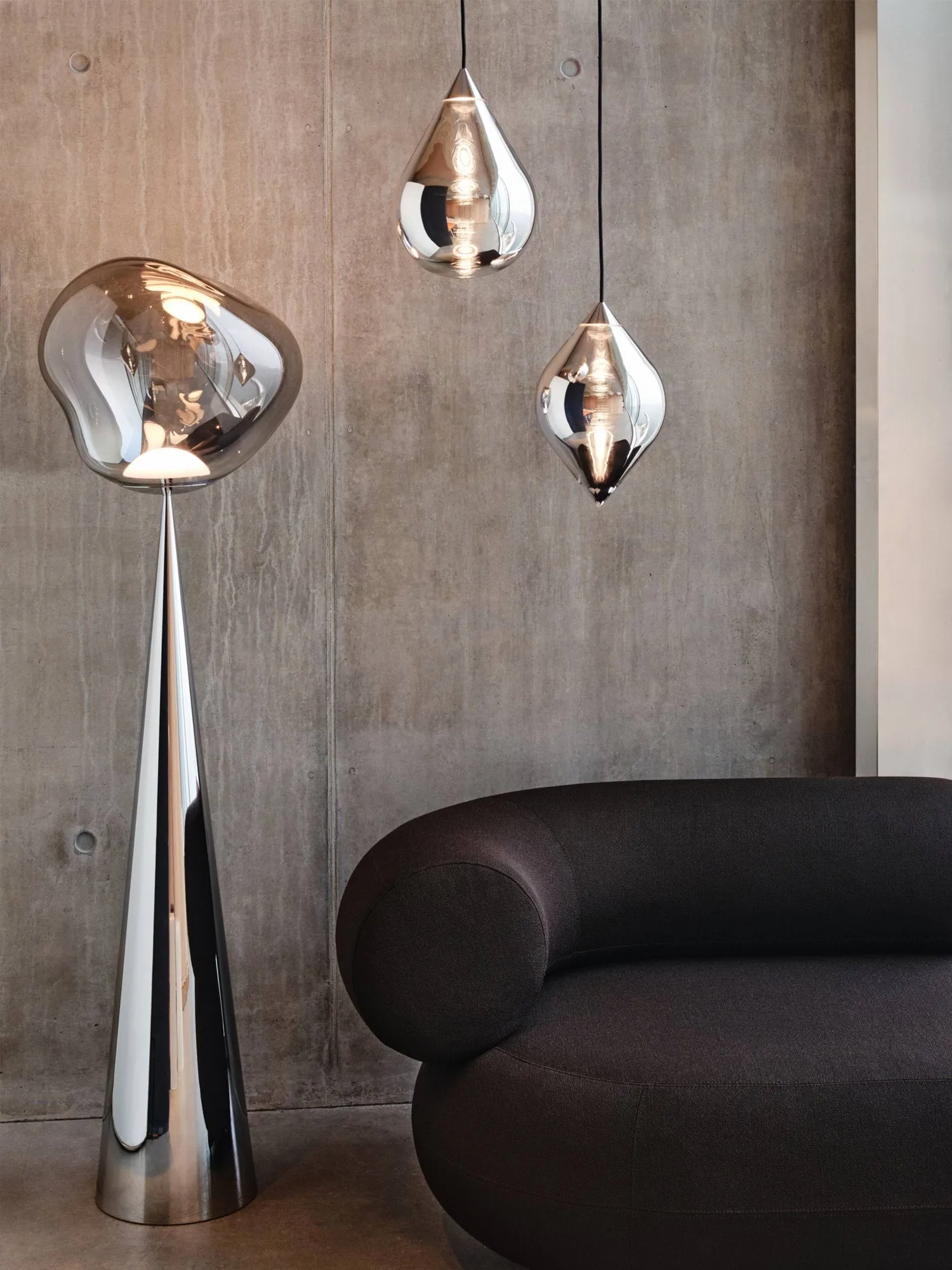 Melt Cone fat Stehleuchte LED 174,5 cm, Nickel-silberfarben Tom Dixon