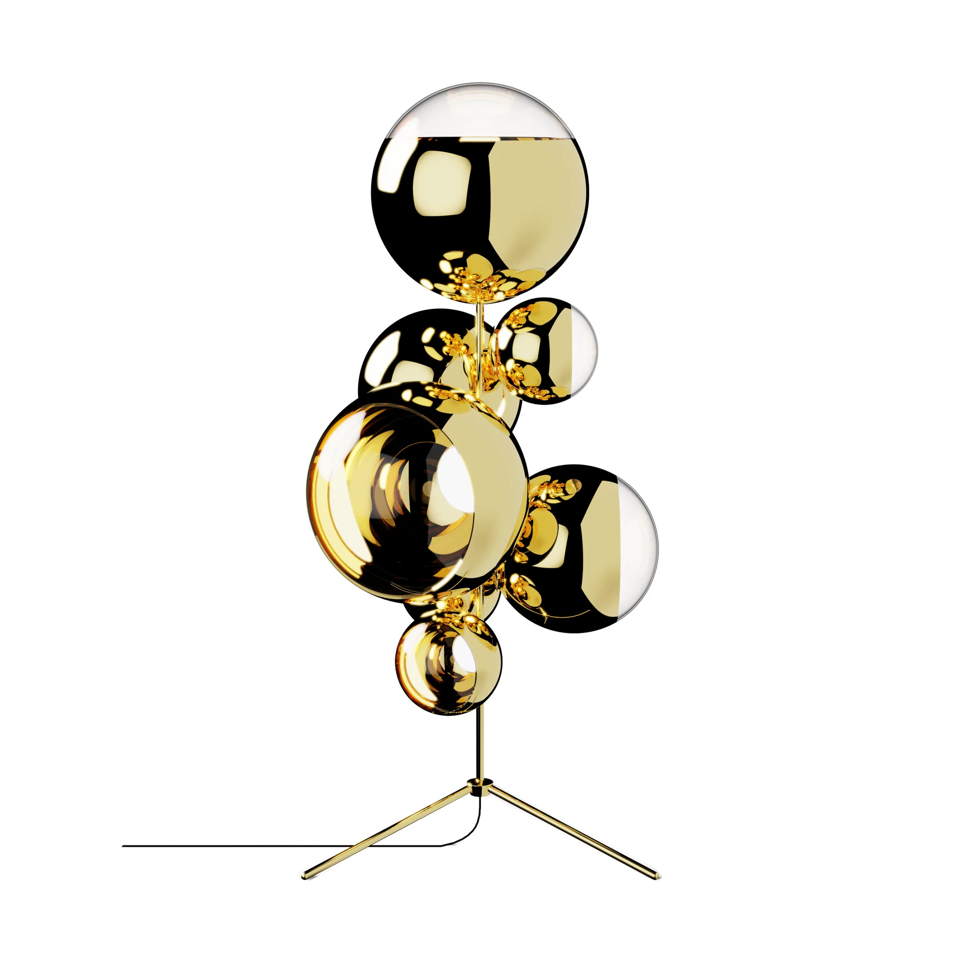 Mirror Ball chandelier Stehleuchte LED 181 cm, Gold Tom Dixon