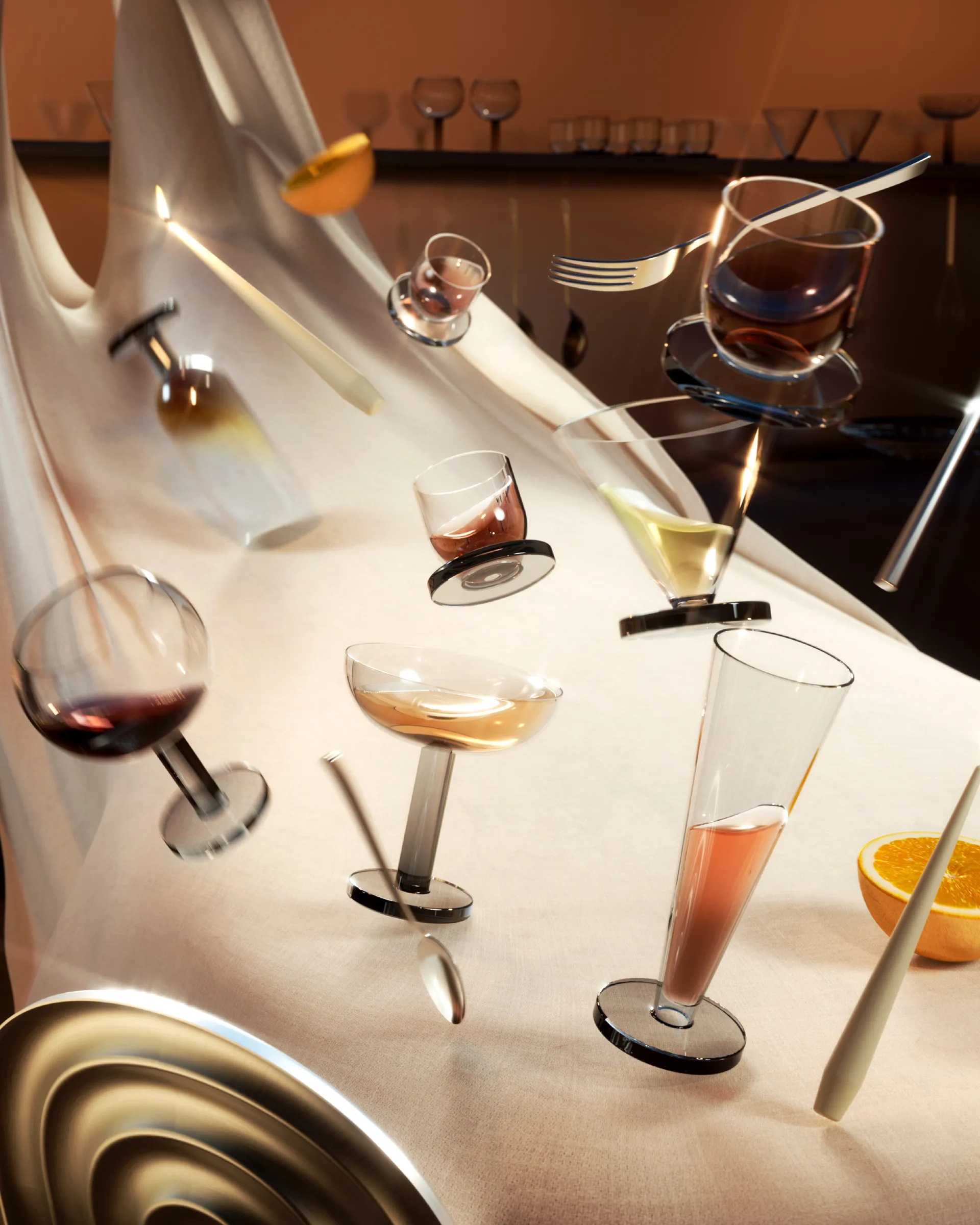 Puck Balloon Glas auf Fuß 45 cl 2er-Pack, Clear-smoke Tom Dixon