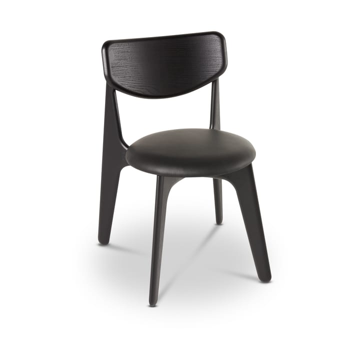 Slab Esszimmerstuhl gepolsterter Sitz - Black oak-black leather - Tom Dixon