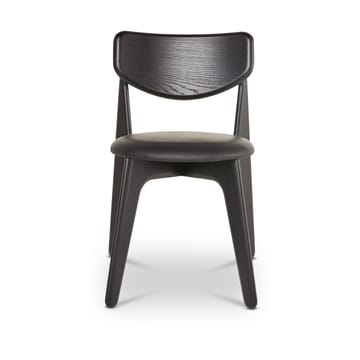 Slab Esszimmerstuhl gepolsterter Sitz - Black oak-black leather - Tom Dixon