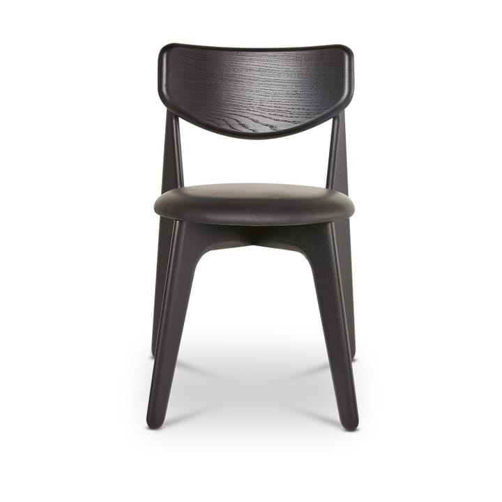 Slab Esszimmerstuhl gepolsterter Sitz, Black oak-black leather Tom Dixon