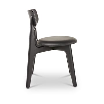 Slab Esszimmerstuhl gepolsterter Sitz - Black oak-black leather - Tom Dixon
