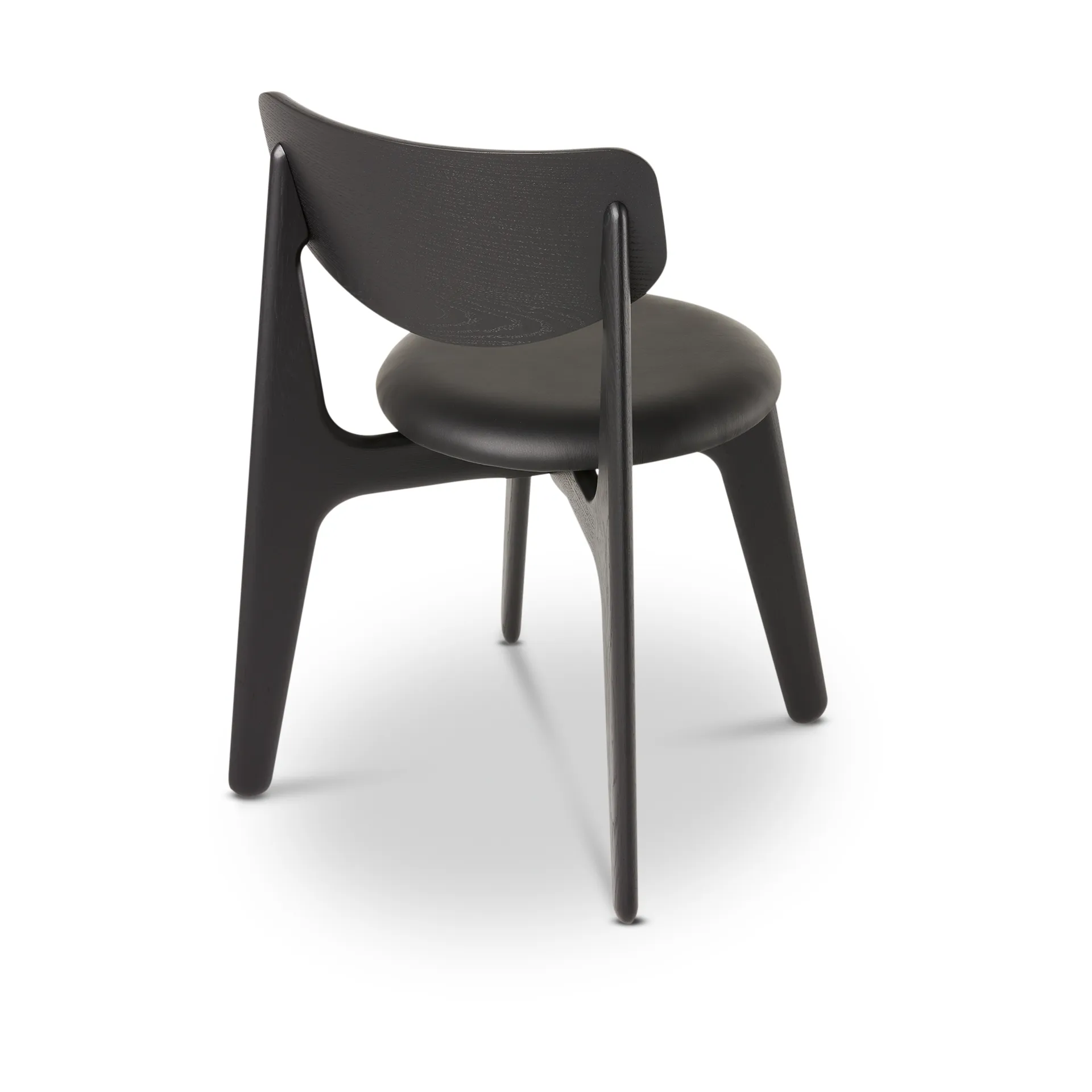 Slab Esszimmerstuhl gepolsterter Sitz, Black oak-black leather Tom Dixon