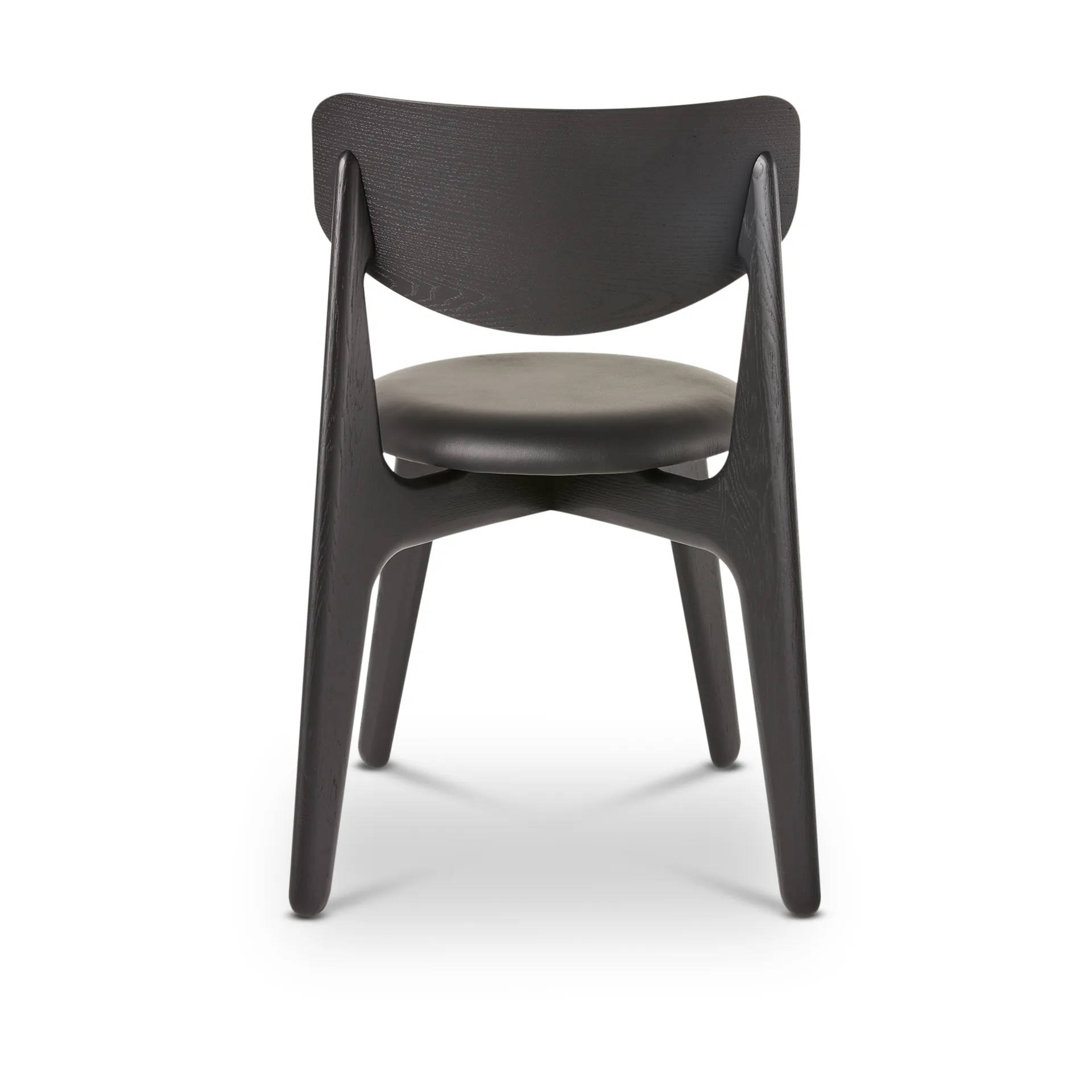 Slab Esszimmerstuhl gepolsterter Sitz, Black oak-black leather Tom Dixon