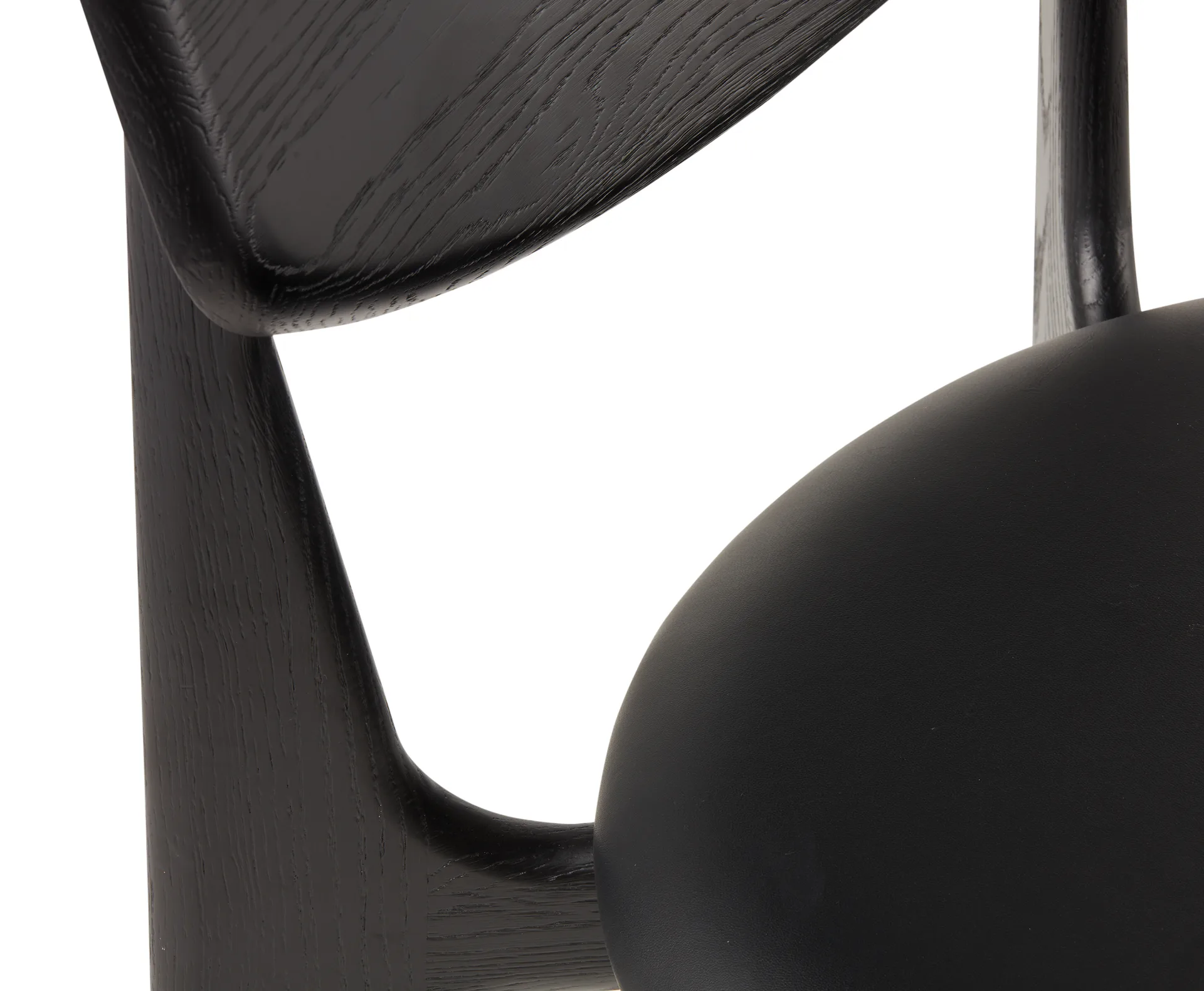 Slab Esszimmerstuhl gepolsterter Sitz, Black oak-black leather Tom Dixon