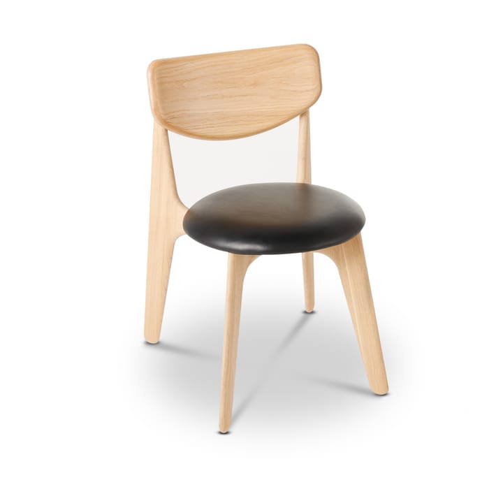 Slab Esszimmerstuhl gepolsterter Sitz - Natural oak-black leather - Tom Dixon