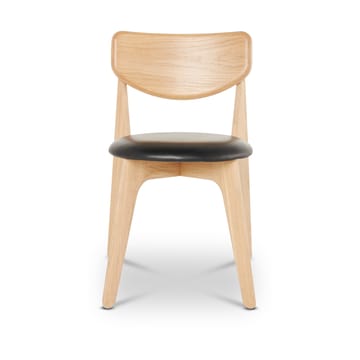 Slab Esszimmerstuhl gepolsterter Sitz - Natural oak-black leather - Tom Dixon