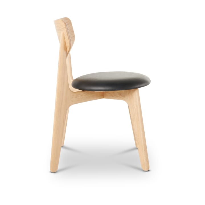 Slab Esszimmerstuhl gepolsterter Sitz, Natural oak-black leather Tom Dixon