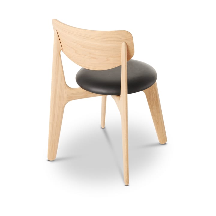 Slab Esszimmerstuhl gepolsterter Sitz, Natural oak-black leather Tom Dixon