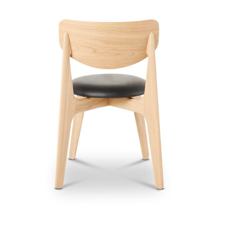 Slab Esszimmerstuhl gepolsterter Sitz, Natural oak-black leather Tom Dixon