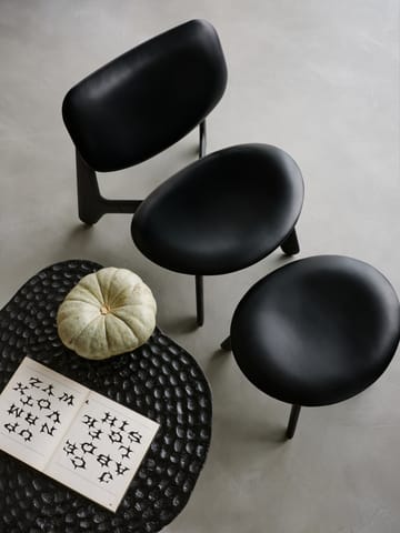 Slab Loungesessel gepolsterter Sitz - Black ash-black leather - Tom Dixon