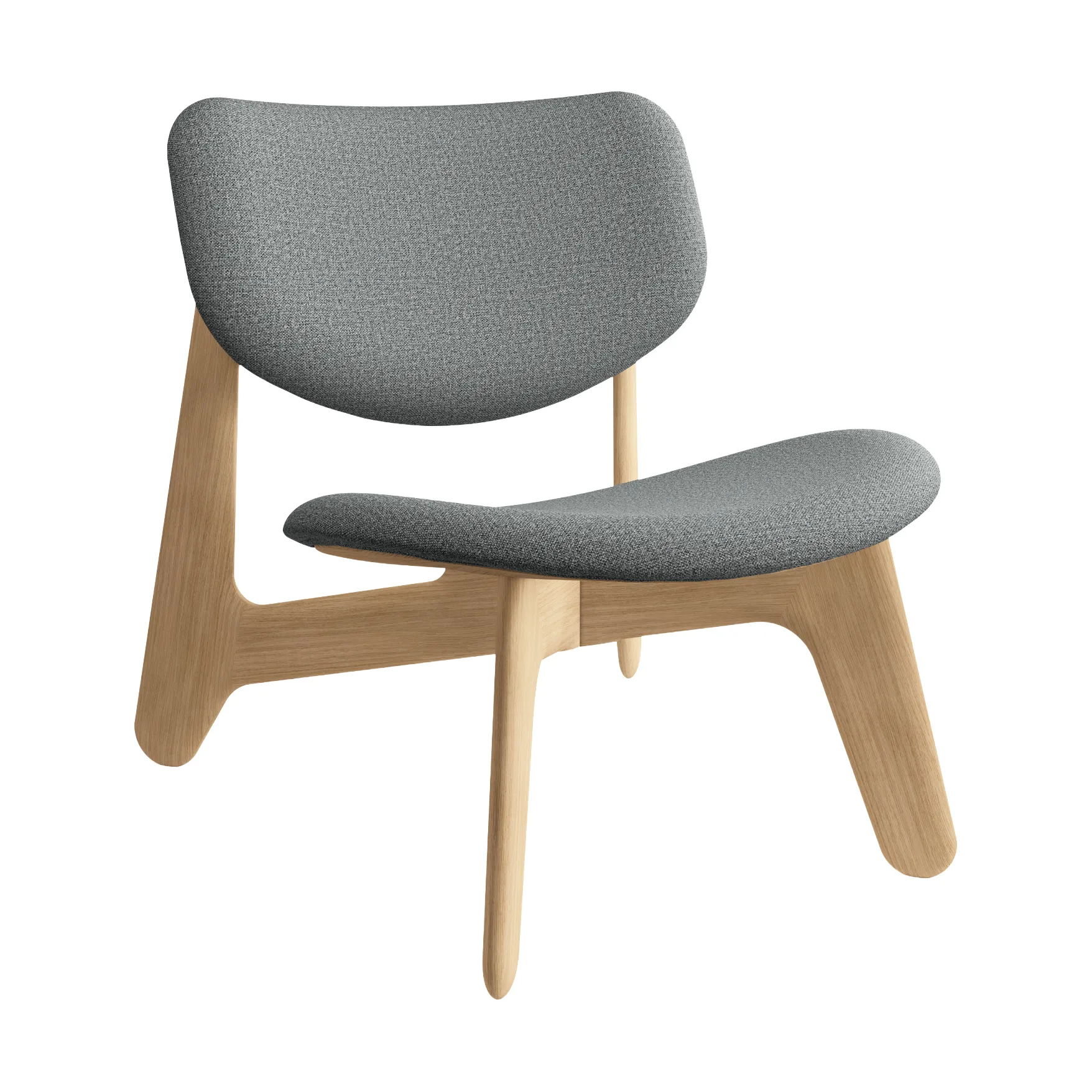 Slab Loungesessel gepolsterter Sitz, Natural brushed oak-Hallingdal 0130 mid grey Tom Dixon