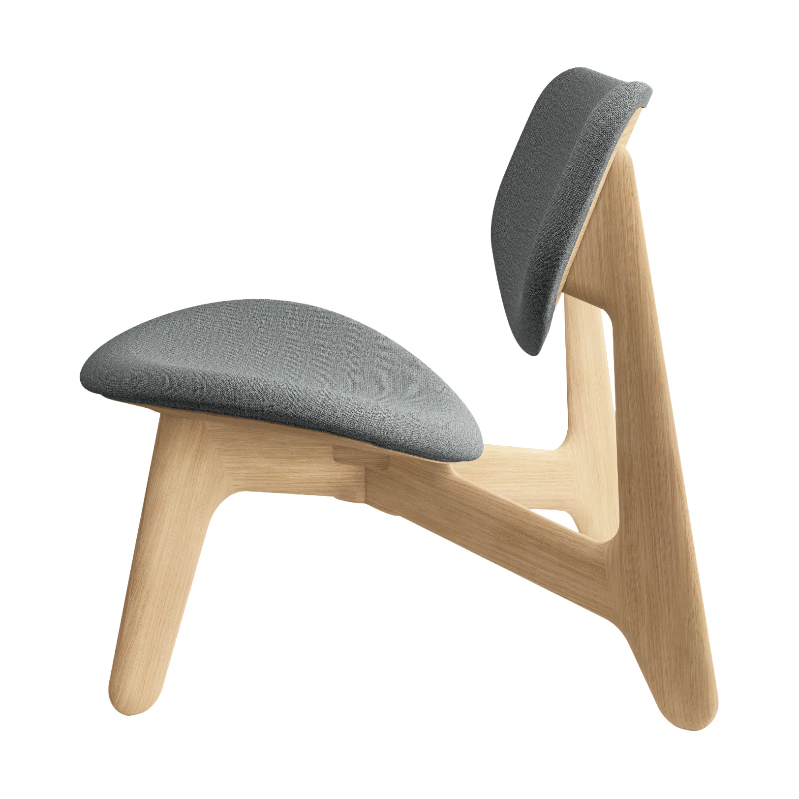Slab Loungesessel gepolsterter Sitz, Natural brushed oak-Hallingdal 0130 mid grey Tom Dixon