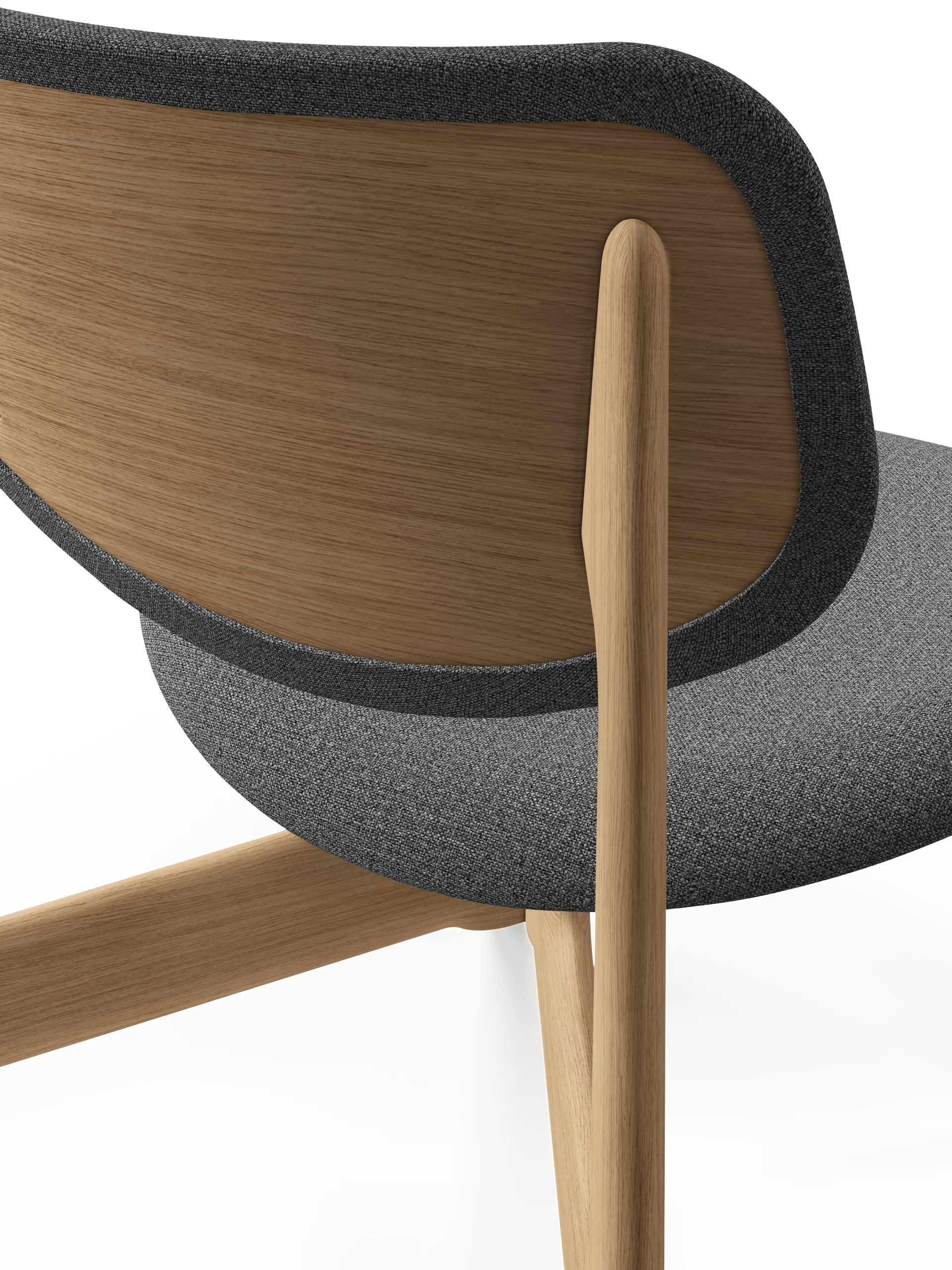 Slab Loungesessel gepolsterter Sitz, Natural brushed oak-Hallingdal 0130 mid grey Tom Dixon