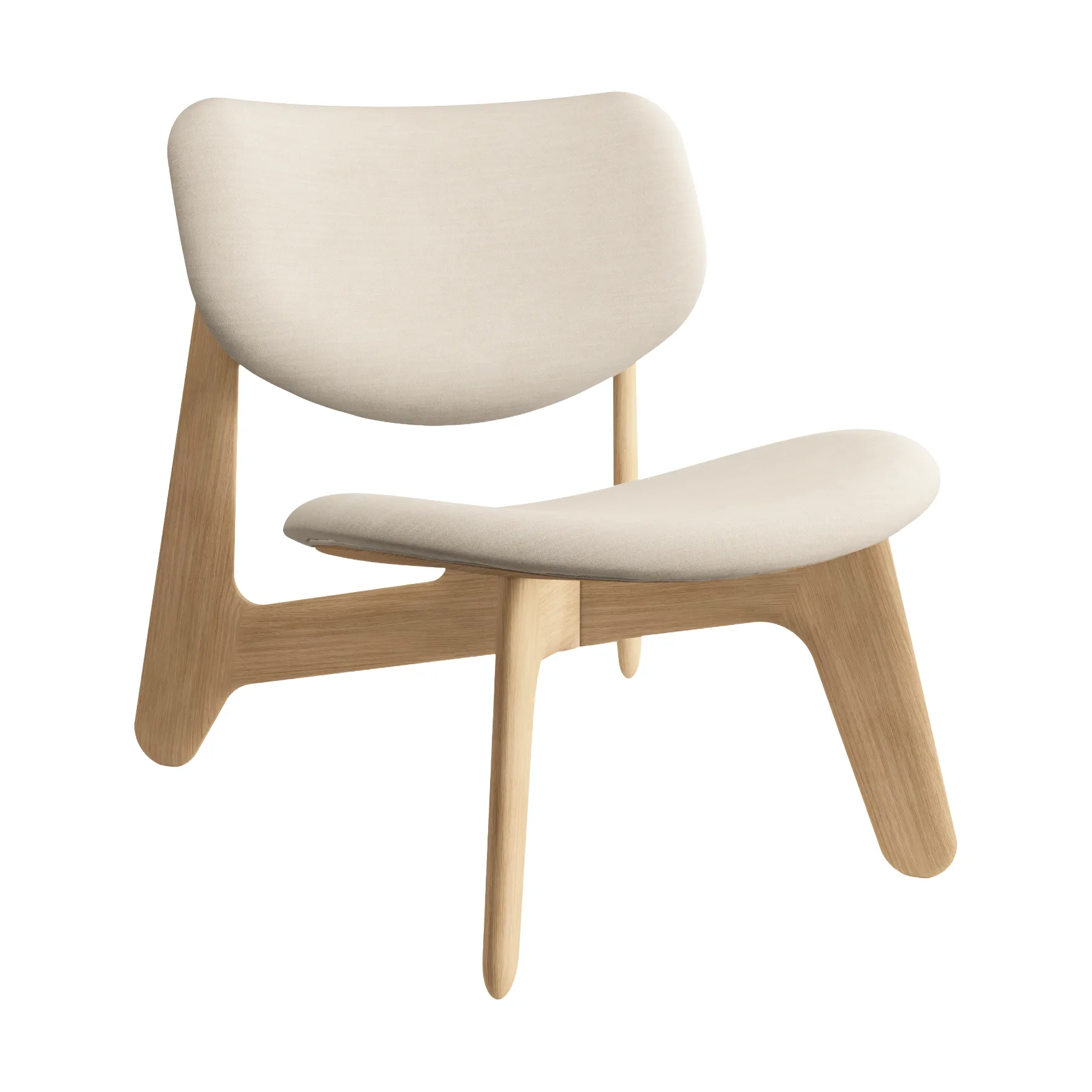 Slab Loungesessel gepolsterter Sitz, Natural brushed oak-Linara 05 CMHR Cream Tom Dixon
