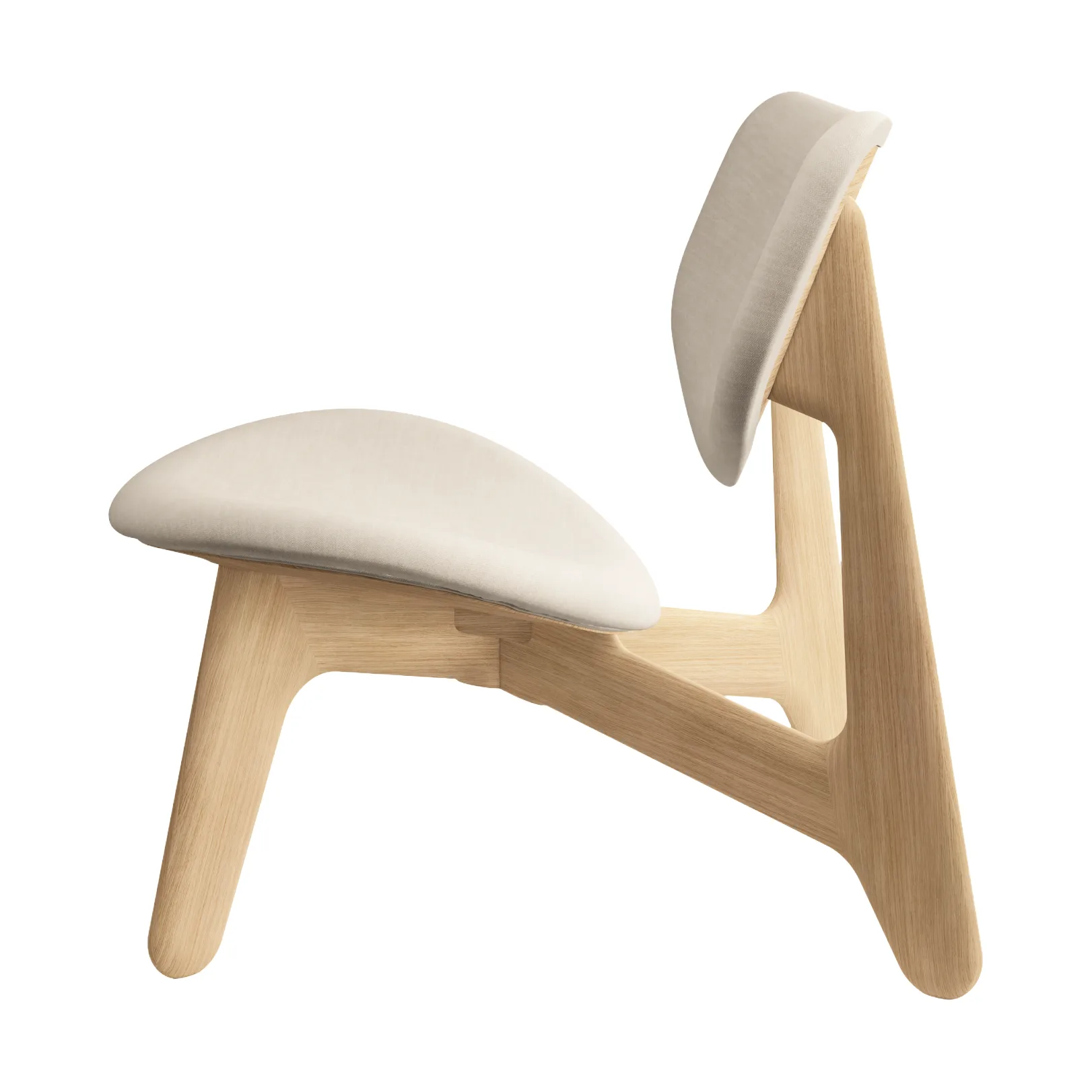Slab Loungesessel gepolsterter Sitz, Natural brushed oak-Linara 05 CMHR Cream Tom Dixon