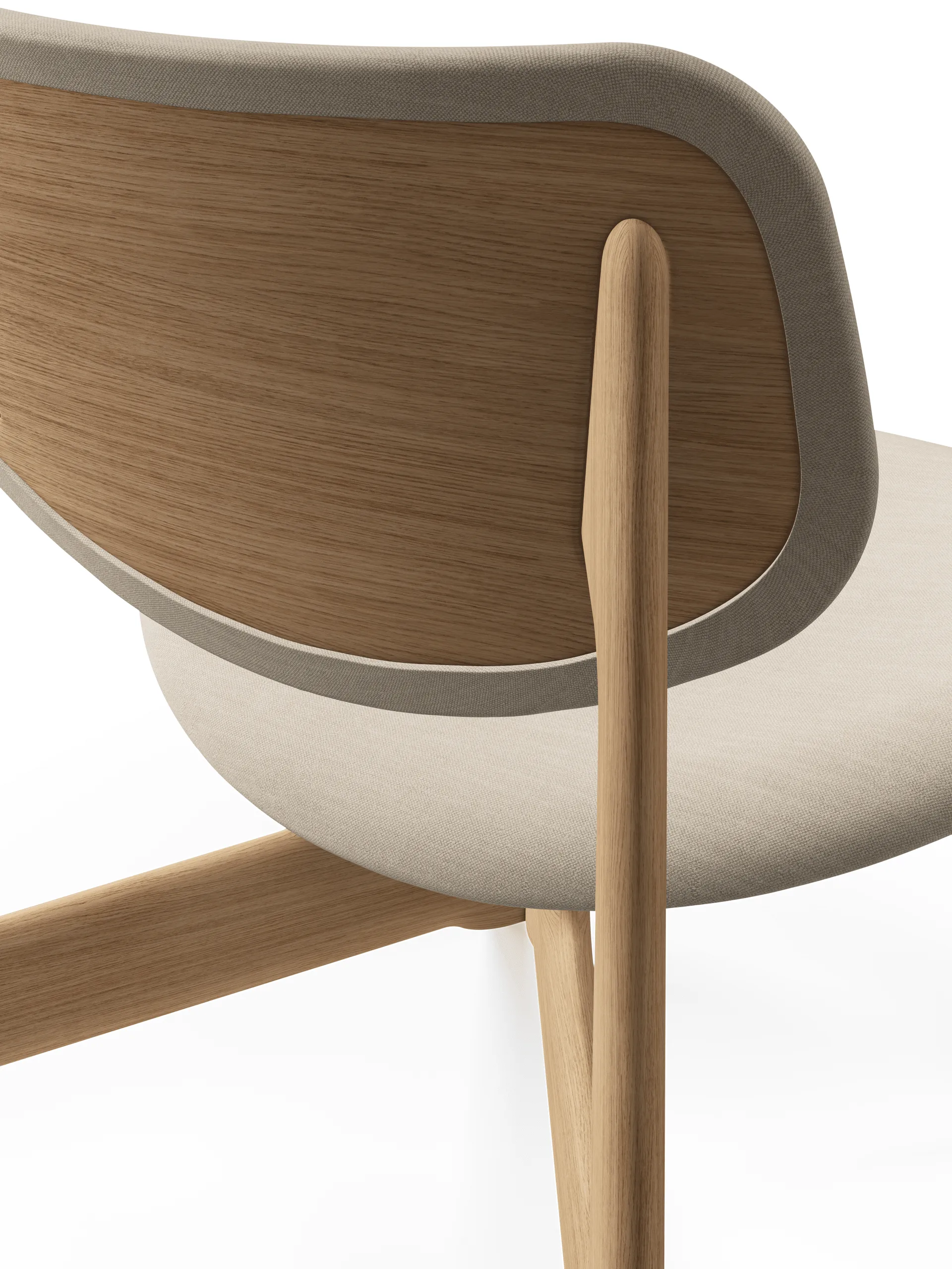 Slab Loungesessel gepolsterter Sitz, Natural brushed oak-Linara 05 CMHR Cream Tom Dixon