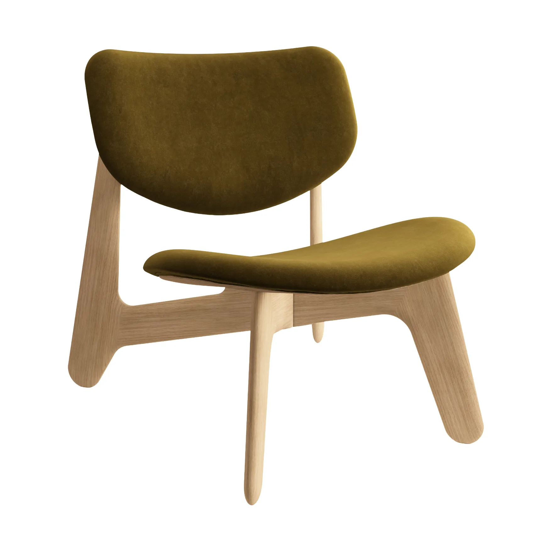 Slab Loungesessel gepolsterter Sitz, Natural brushed oak-Royal 0162 CMHR Khaki Tom Dixon