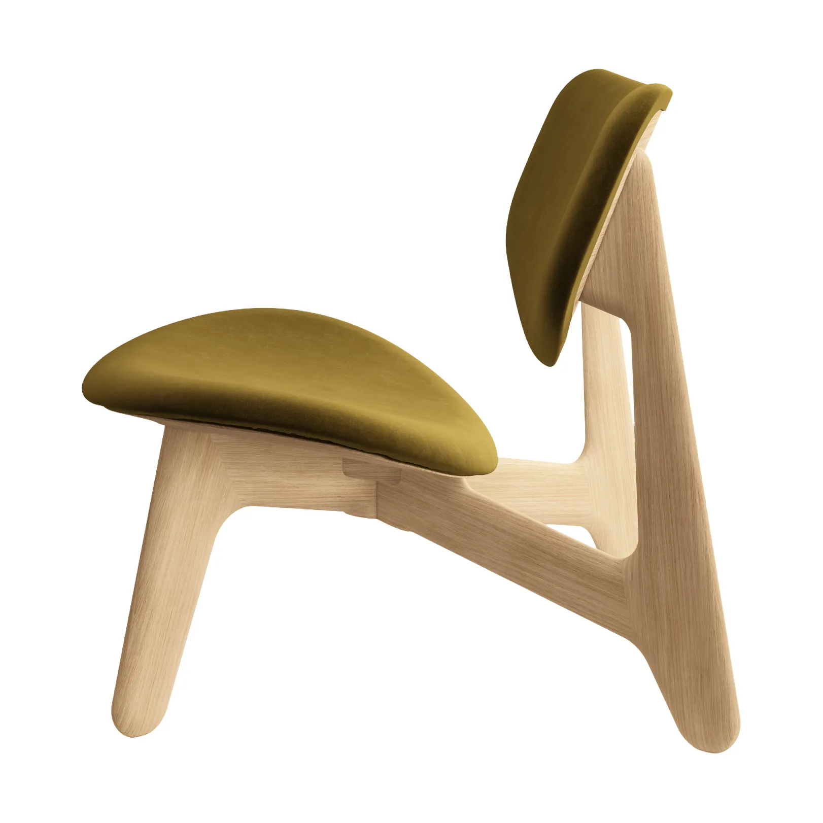 Slab Loungesessel gepolsterter Sitz, Natural brushed oak-Royal 0162 CMHR Khaki Tom Dixon