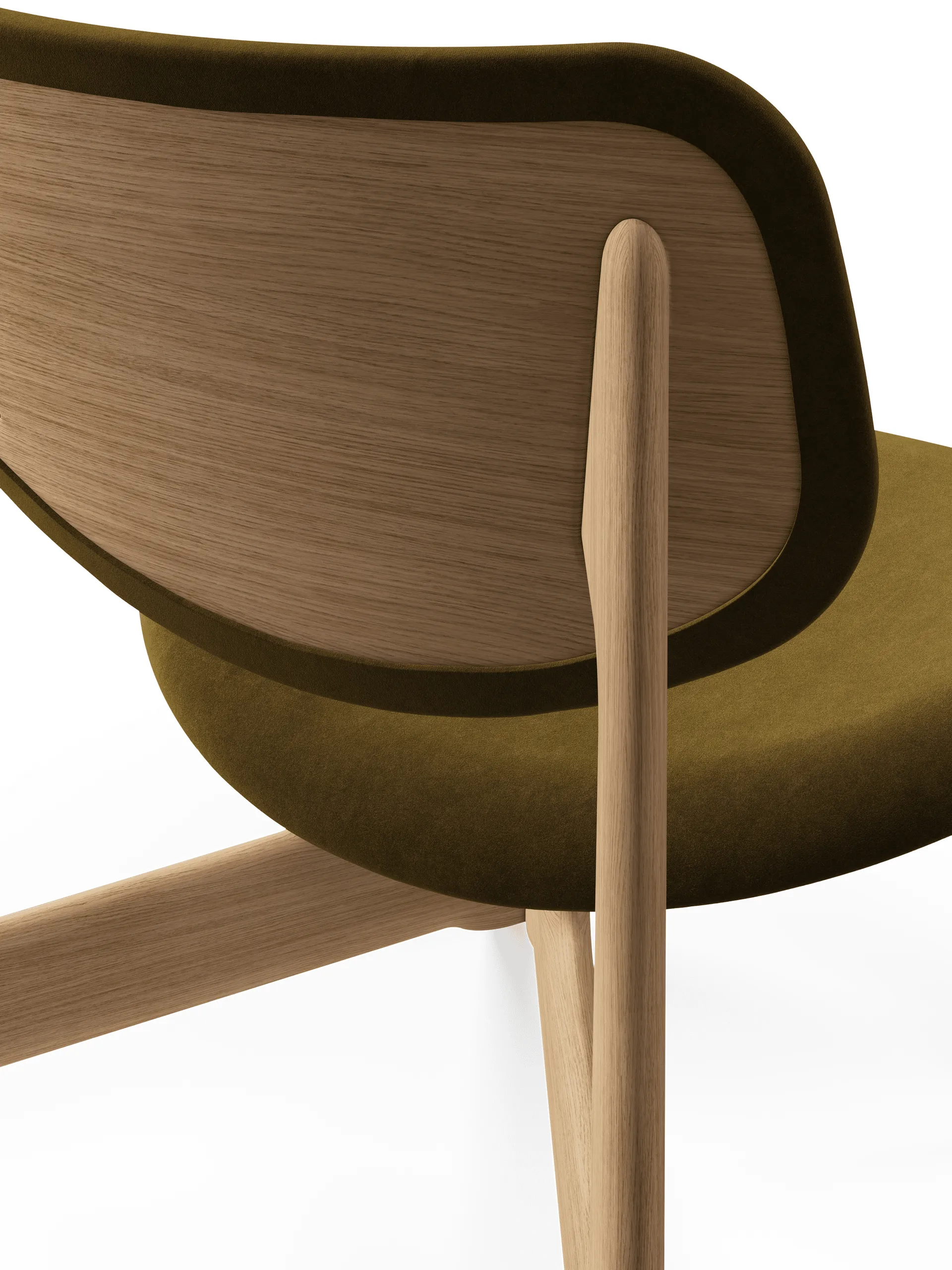 Slab Loungesessel gepolsterter Sitz, Natural brushed oak-Royal 0162 CMHR Khaki Tom Dixon
