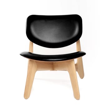 Slab Loungesessel gepolsterter Sitz - Natural oak-black leather - Tom Dixon