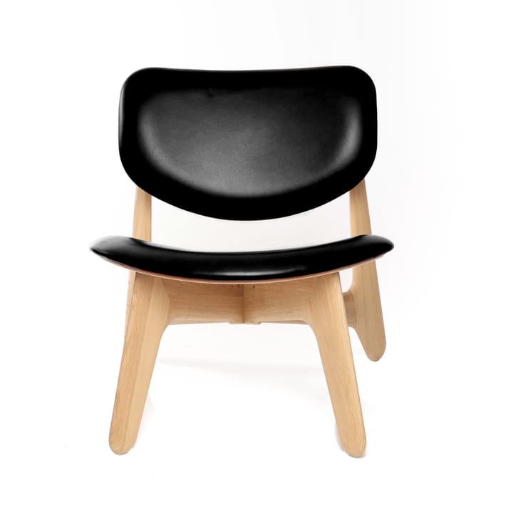 Slab Loungesessel gepolsterter Sitz, Natural oak-black leather Tom Dixon