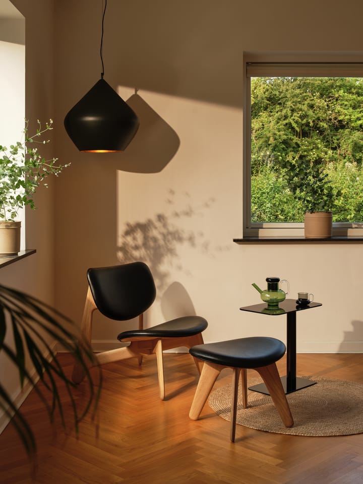 Slab Loungesessel gepolsterter Sitz, Natural oak-black leather Tom Dixon