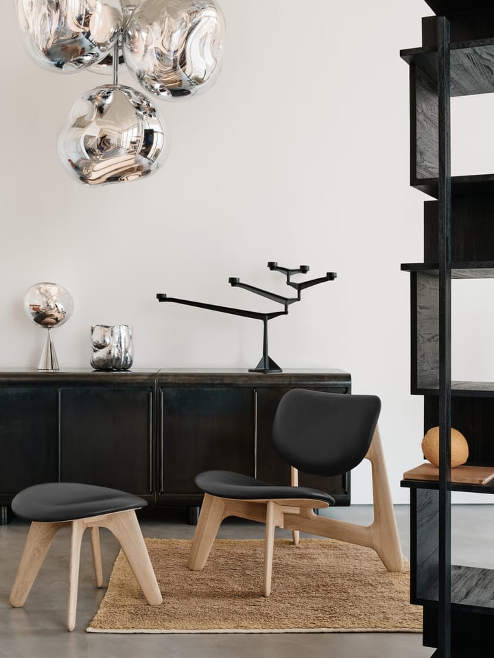 Slab Loungesessel gepolsterter Sitz, Natural oak-black leather Tom Dixon