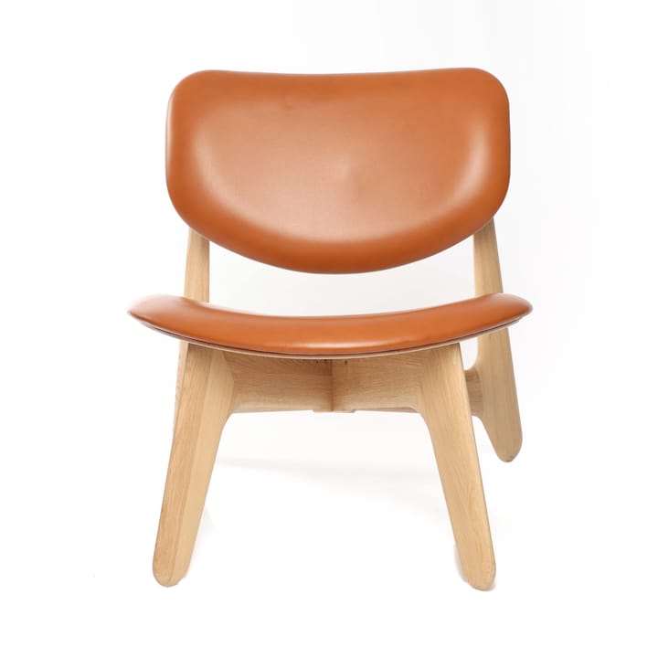 Slab Loungesessel gepolsterter Sitz - Natural oak-cognac leather - Tom Dixon