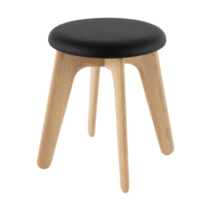 Slab Ottoman 45x55 cm - Natural oak-black leather - Tom Dixon