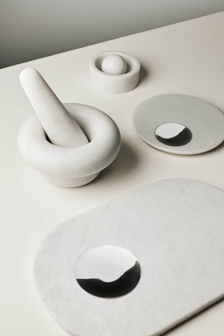 Stone Schneidebrett 27x42 cm, White marble-silver Tom Dixon