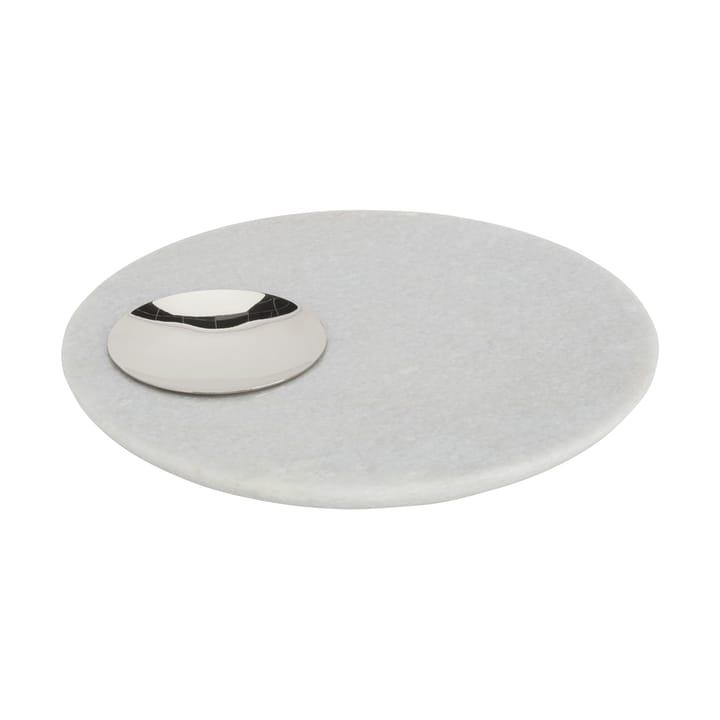 Stone Servierplatte Ø22 cm - White marble-silver - Tom Dixon