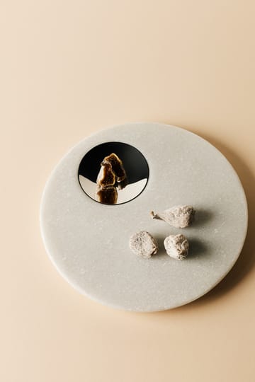 Stone Servierplatte Ø22 cm - White marble-silver - Tom Dixon