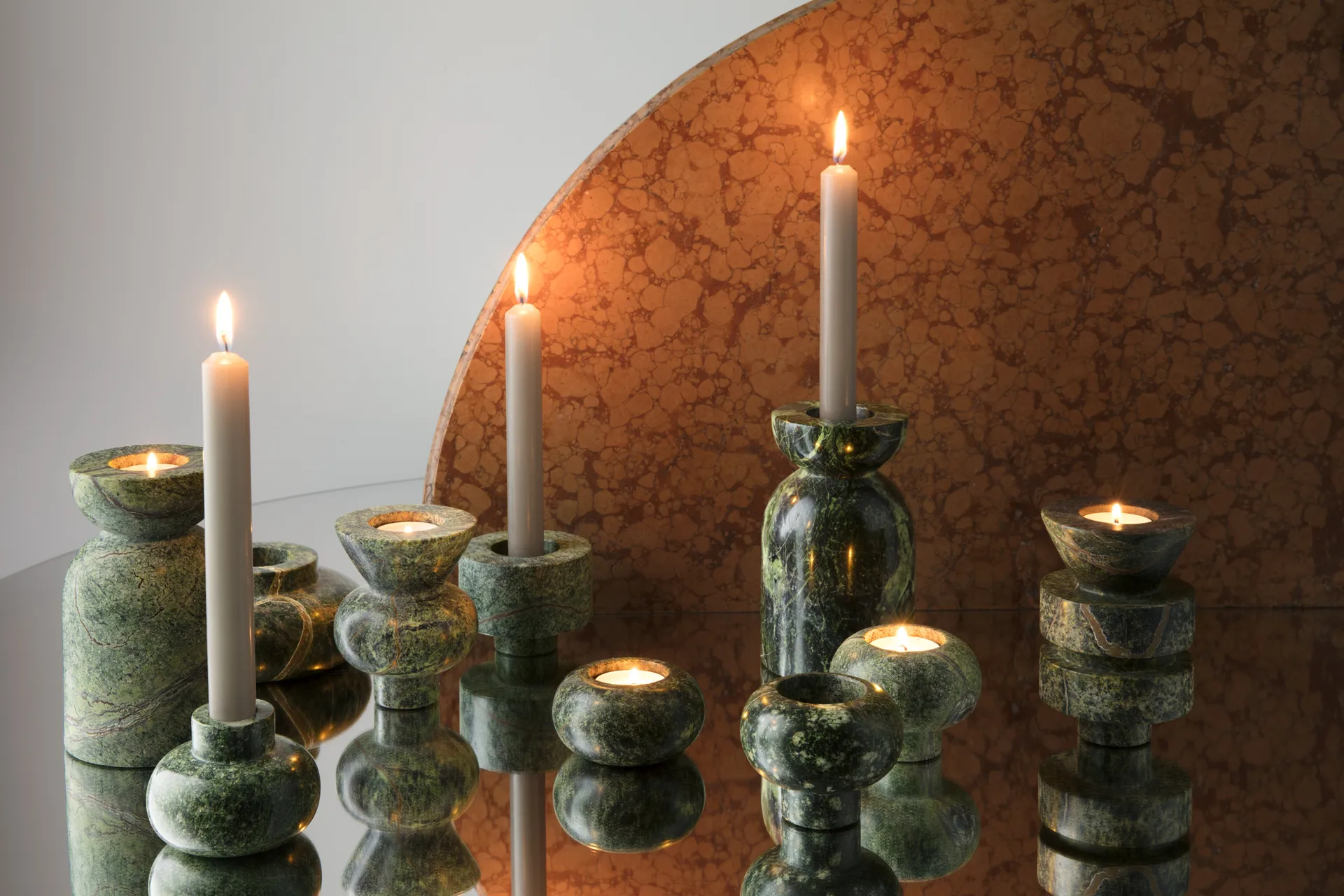 Stone Stacking Kerzenhalter groß, Grün Tom Dixon